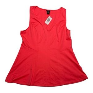 NWT Torrid Women's V-Neck Sleeveless Peplum  Top in Neon Pink